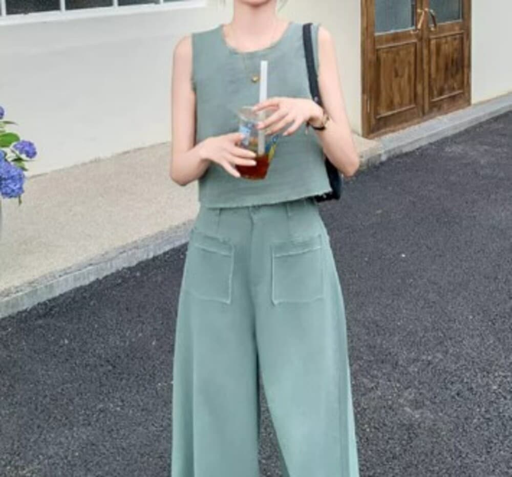 イエベ春/イエベ秋服 ノースリーブデニム セットアップ