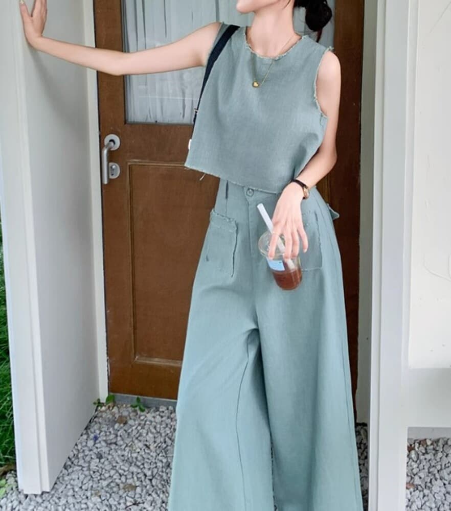 イエベ春/イエベ秋服 ノースリーブデニム セットアップ
