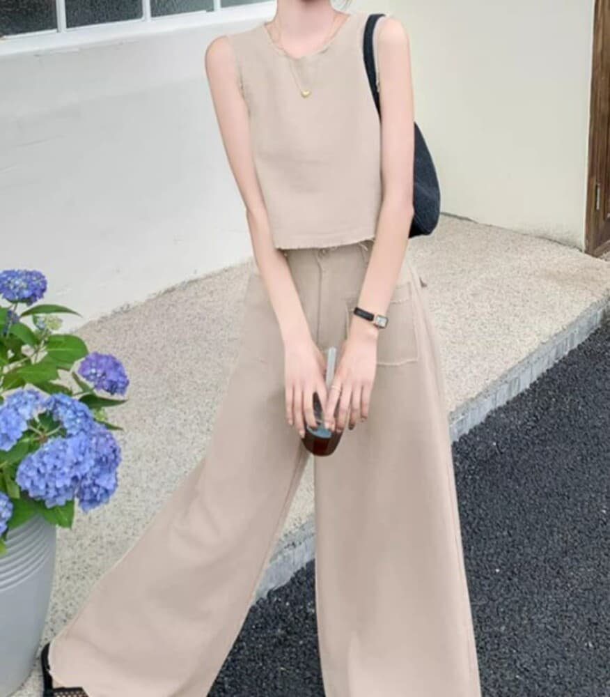 イエベ春/イエベ秋服 ノースリーブデニム セットアップ