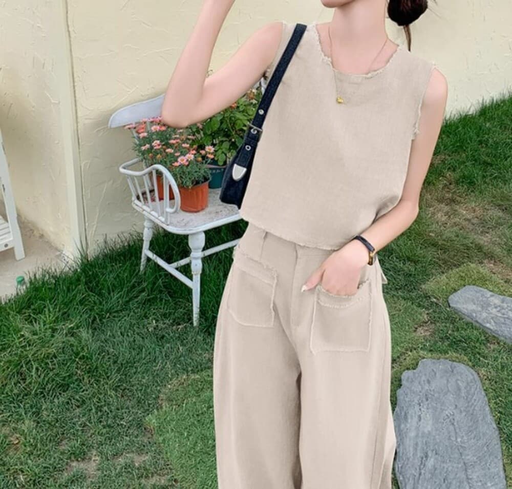 イエベ春/イエベ秋服 ノースリーブデニム セットアップ