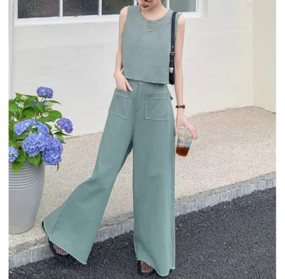 イエベ春/イエベ秋服 ノースリーブデニム セットアップ