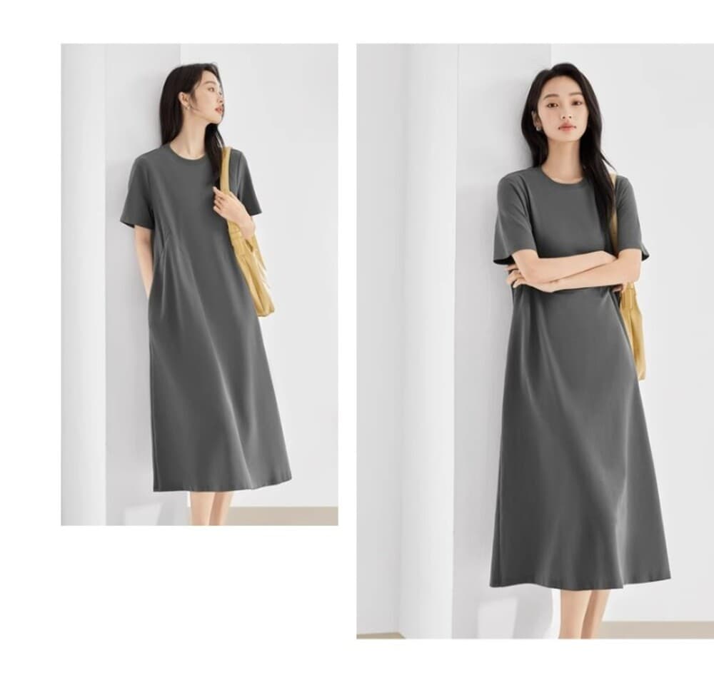 イエベ春/イエベ秋服 シンプルロングワンピース