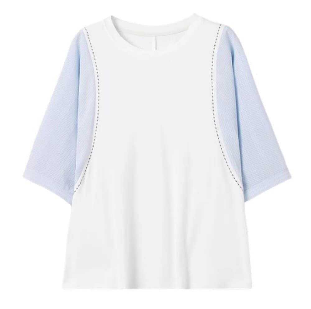 イエベ春服 切替バイカラーTシャツ