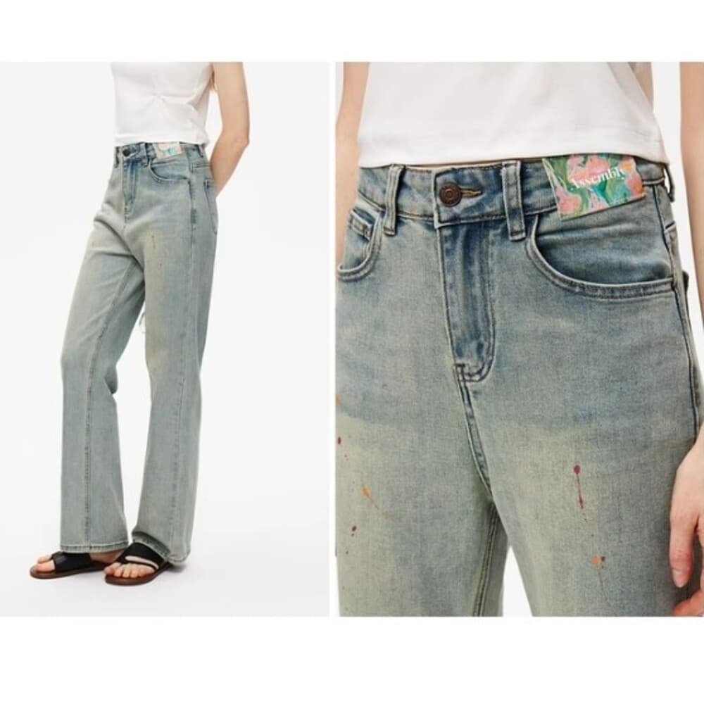 イエベ春服 ペイントダメージ加工デニム