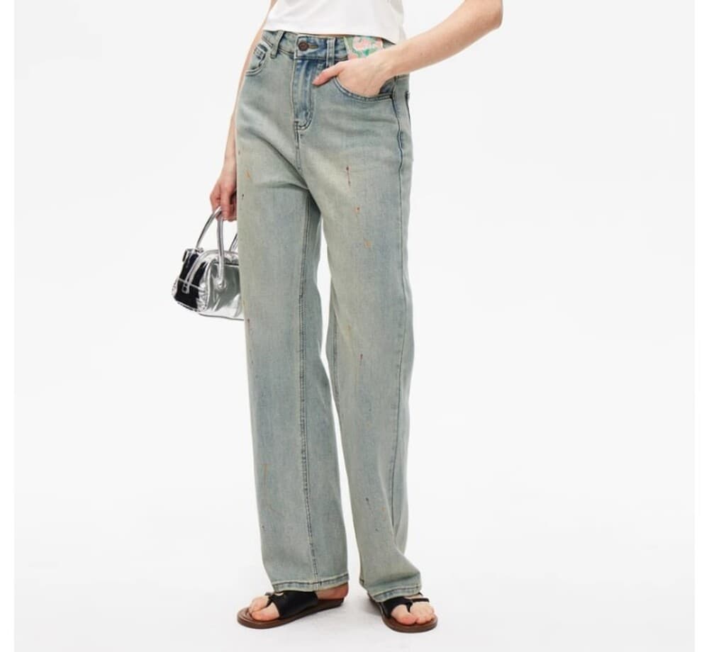 イエベ春服 ペイントダメージ加工デニム
