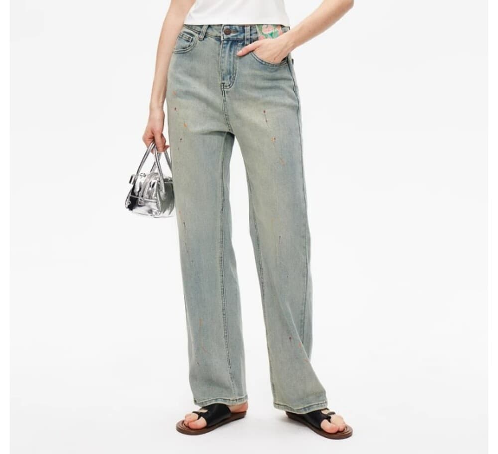イエベ春服 ペイントダメージ加工デニム
