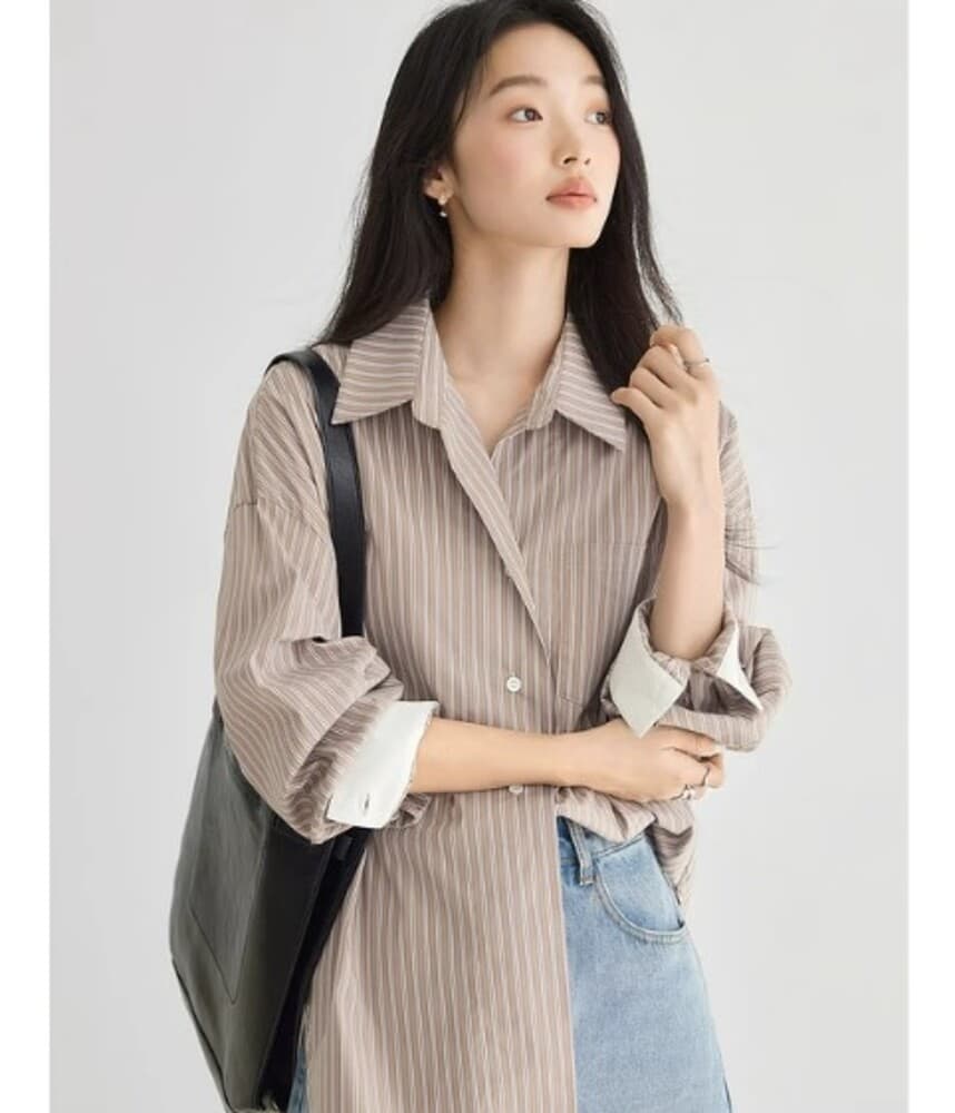 イエベ春/イエベ秋服 ストライプルーズシャツ