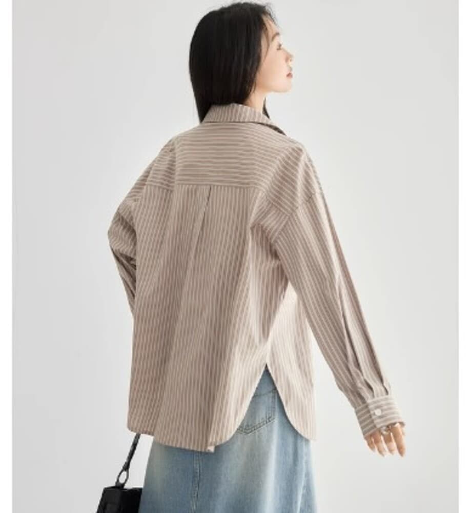 イエベ春/イエベ秋服 ストライプルーズシャツ