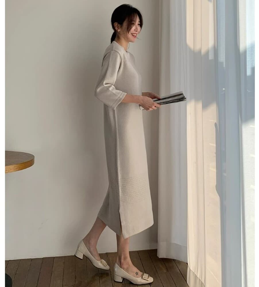 イエベ春/イエベ秋服 ニットロングワンピース