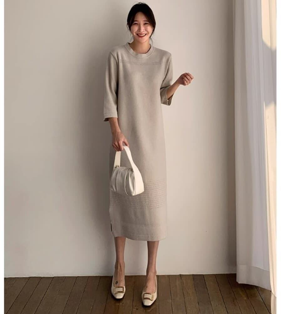 イエベ春/イエベ秋服 ニットロングワンピース