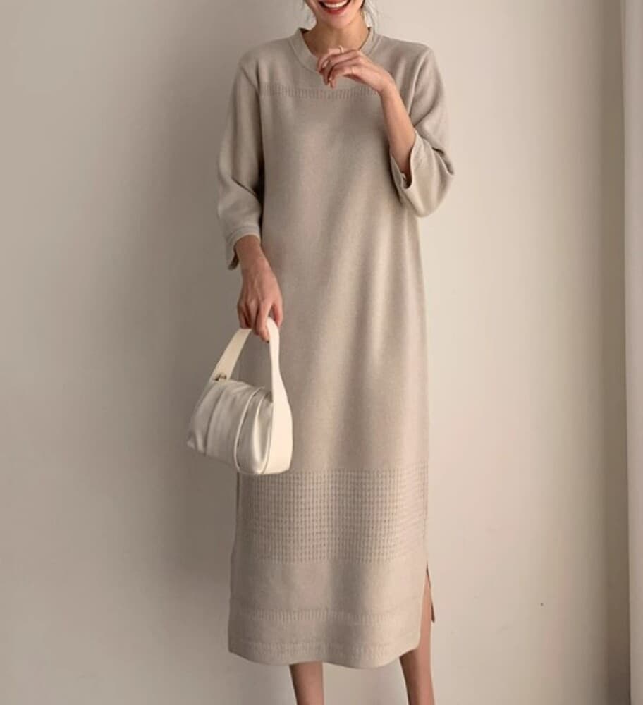 イエベ春/イエベ秋服 ニットロングワンピース