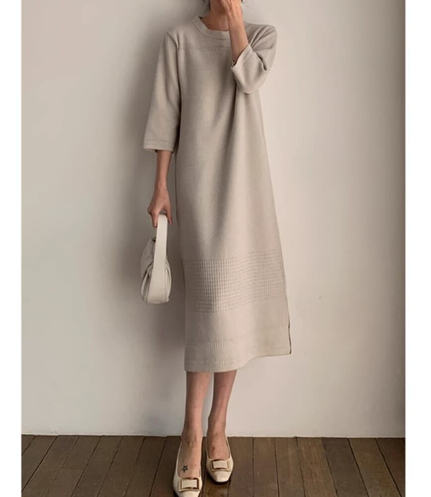 イエベ春/イエベ秋服 ニットロングワンピース