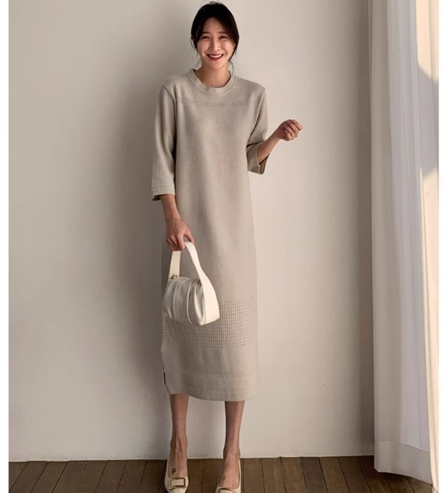 イエベ春/イエベ秋服 ニットロングワンピース