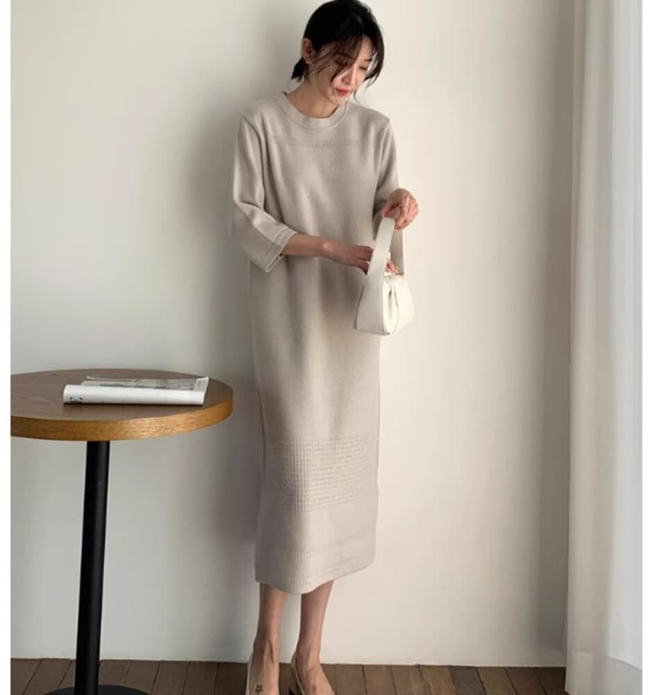 イエベ春/イエベ秋服 ニットロングワンピース