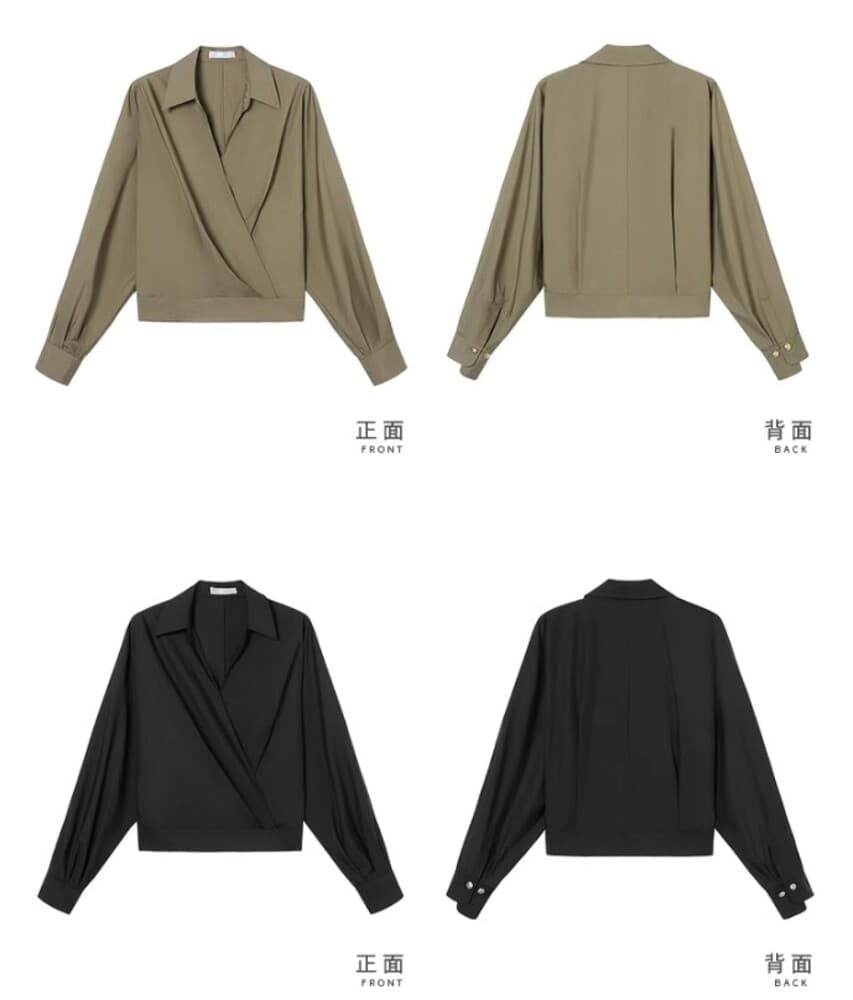 イエベ春/イエベ秋服 V ネックデザインシャツ