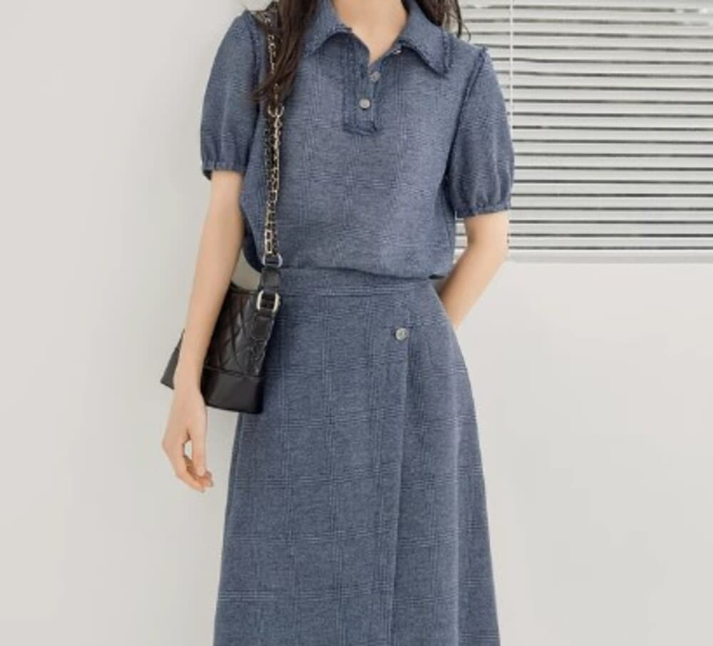 イエベ春/イエベ秋服 半袖ポロシャツ×ロングスカートセットアップ