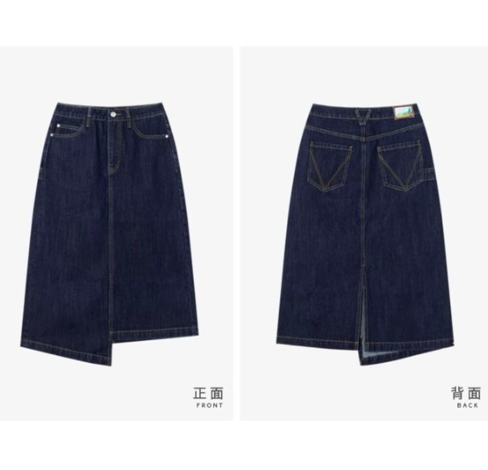 イエベ春/イエベ秋服 アシンメトリーデニムスカート