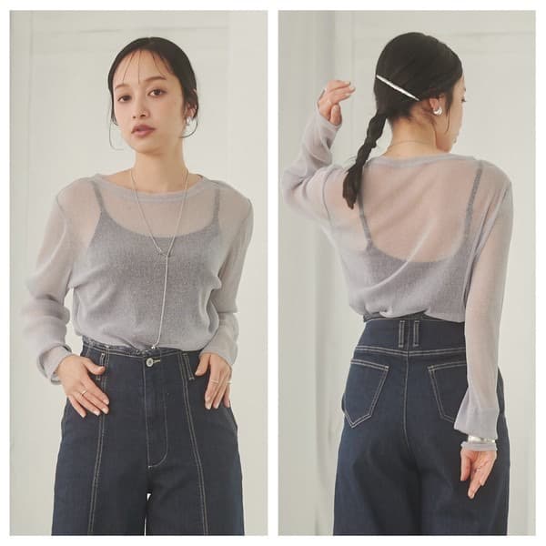 イエベ春/イエベ秋服 シアーメッシュブラウス