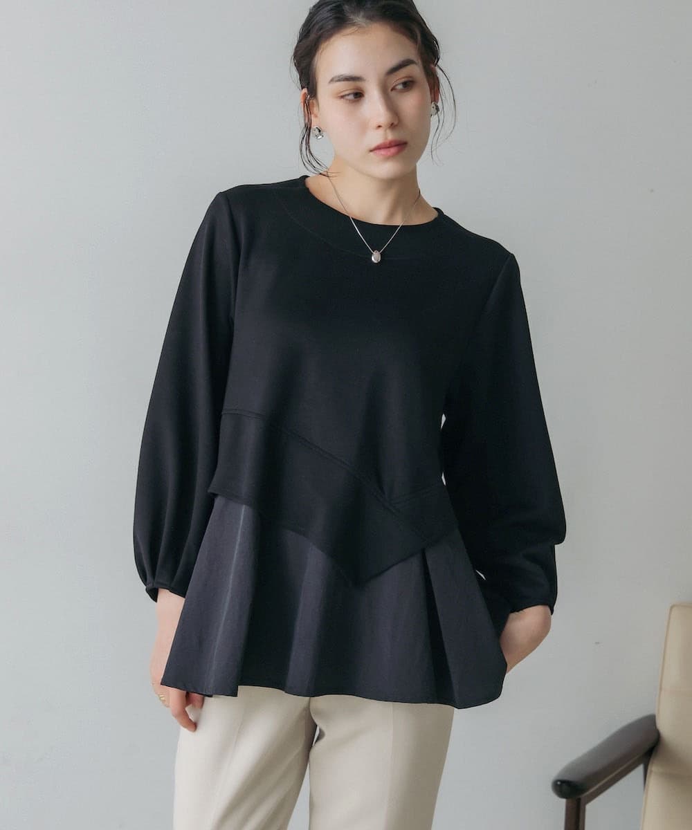 イエベ春/イエベ秋服 切り替えデザイン袖ふんわりTシャツ