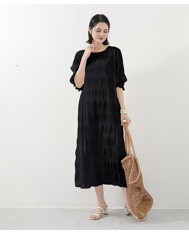 イエベ春/イエベ秋服 透かし編みニットワンピース
