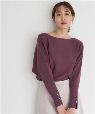 イエベ春/イエベ秋服 パール袖ニットプルオーバー