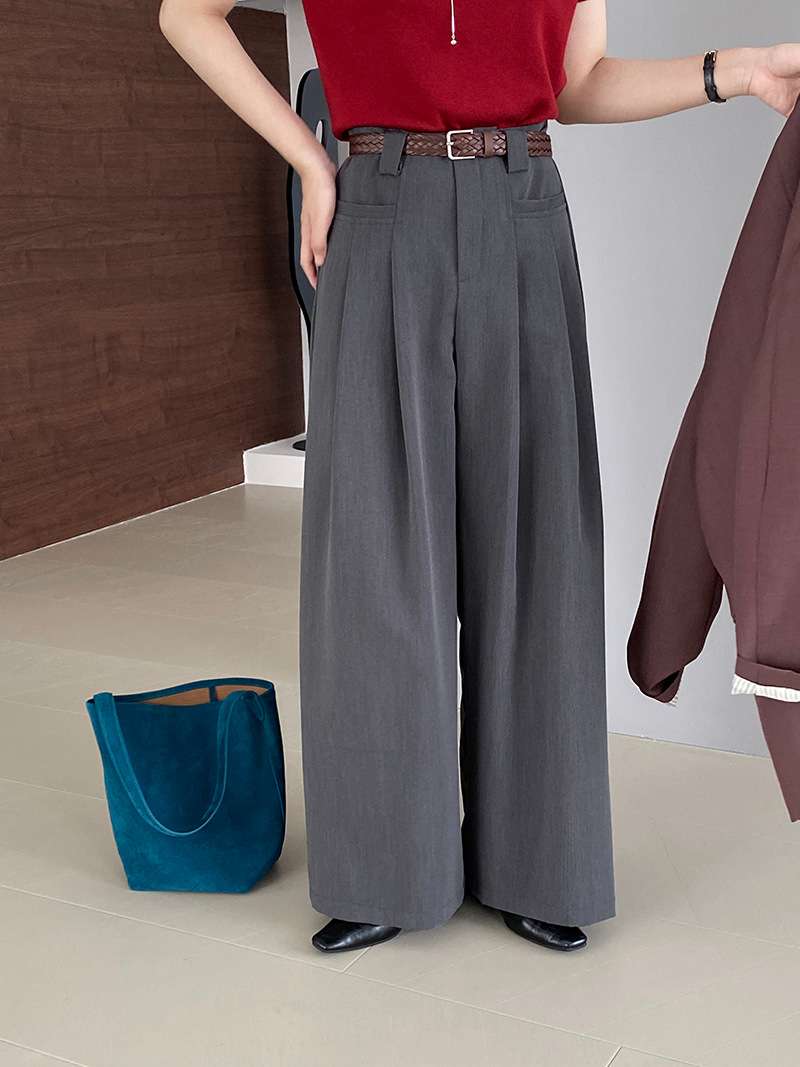 イエベ秋服 クラシカル艶めきワイドパンツ