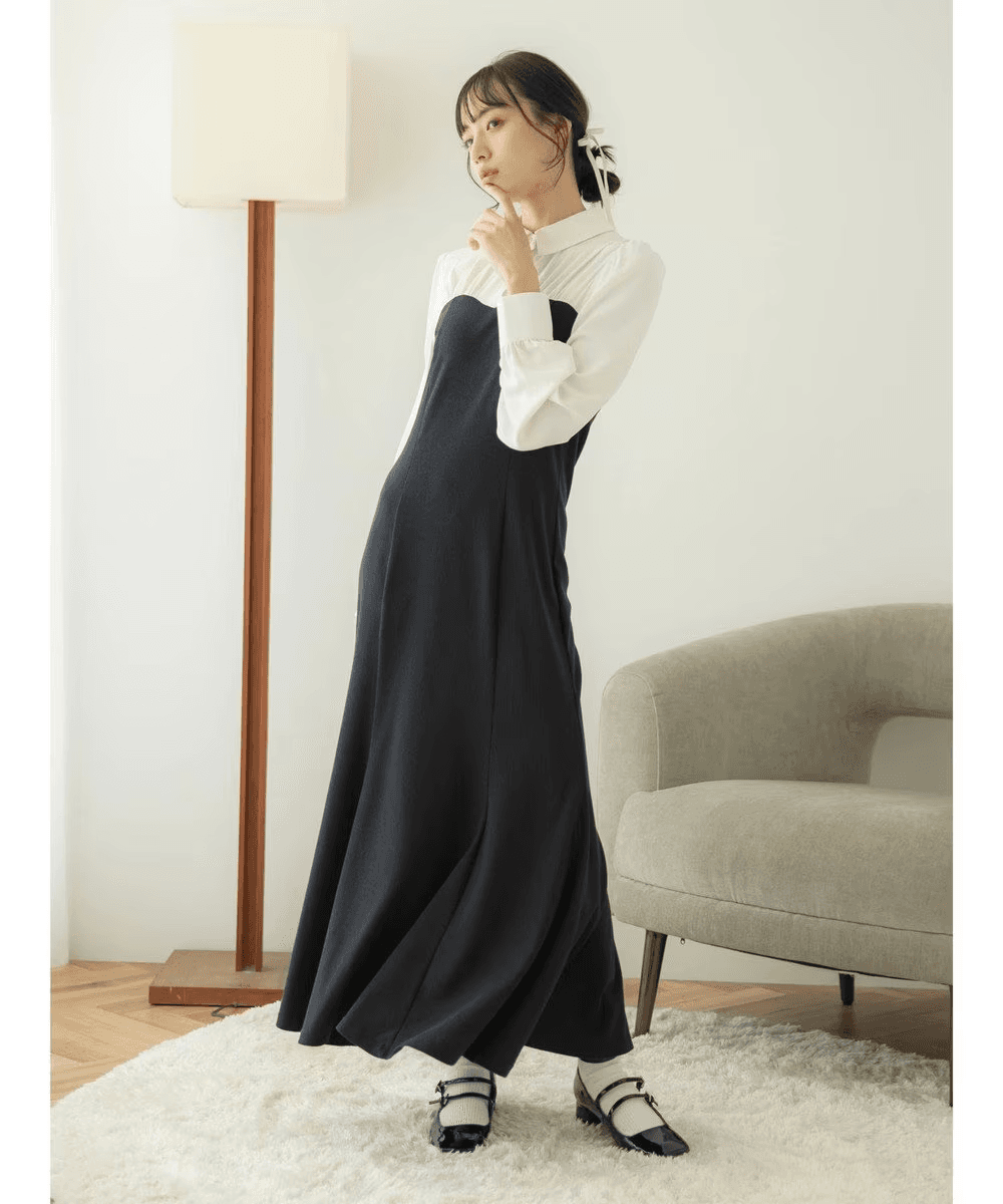 イエベ春/イエベ秋服 バイカラーシャツワンピース