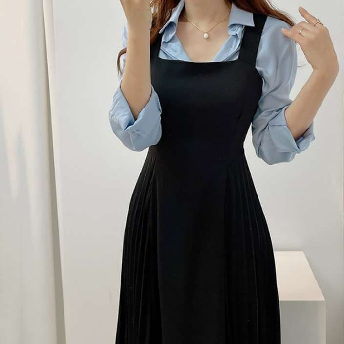 イエベ春/イエベ秋服 エレガントプリーツワンピース
