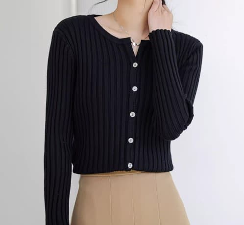 イエベ春/イエベ秋服 リブ編みカーディガン