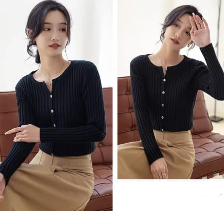 イエベ春/イエベ秋服 リブ編みカーディガン