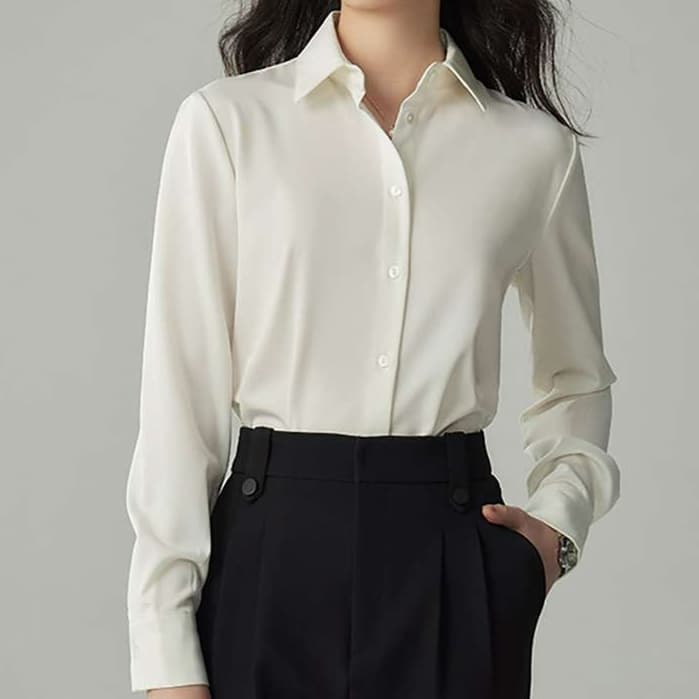 イエベ春服 上品シルエット オフィスシャツ
