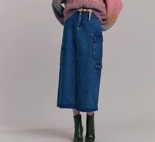 イエベ春/イエベ秋服 カーゴポケットデザインミディスカート