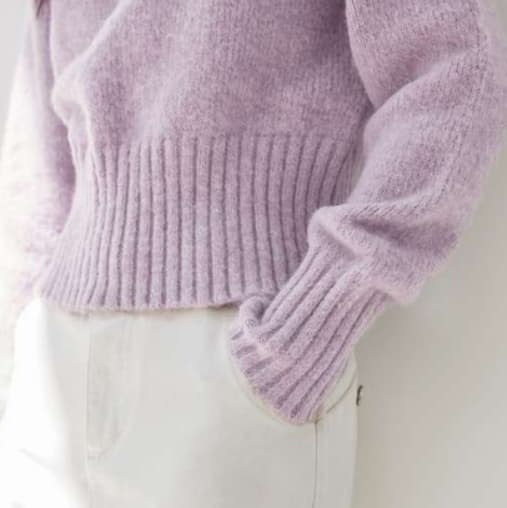 イエベ春服 リブ編み切替あったかニットセーター