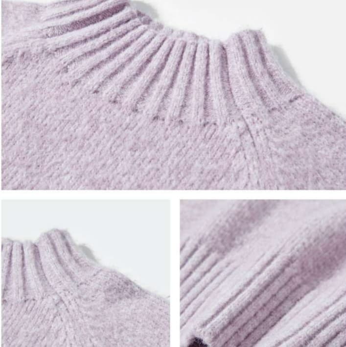 イエベ春服 リブ編み切替あったかニットセーター