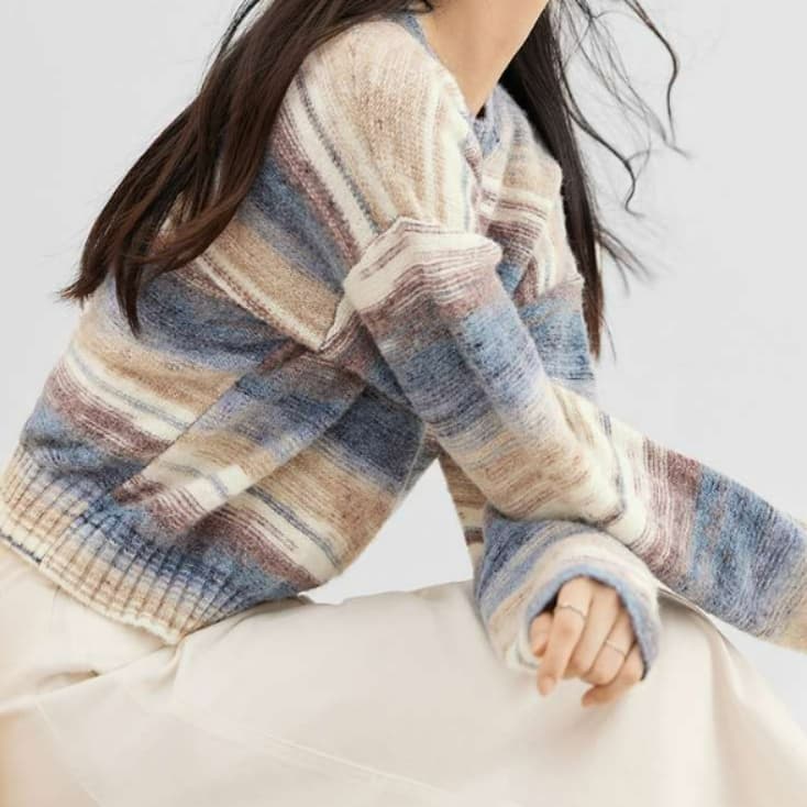 イエベ春/イエベ秋服 ふんわり優美なボーダーニット