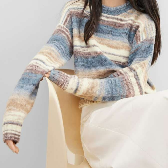 イエベ春/イエベ秋服 ふんわり優美なボーダーニット