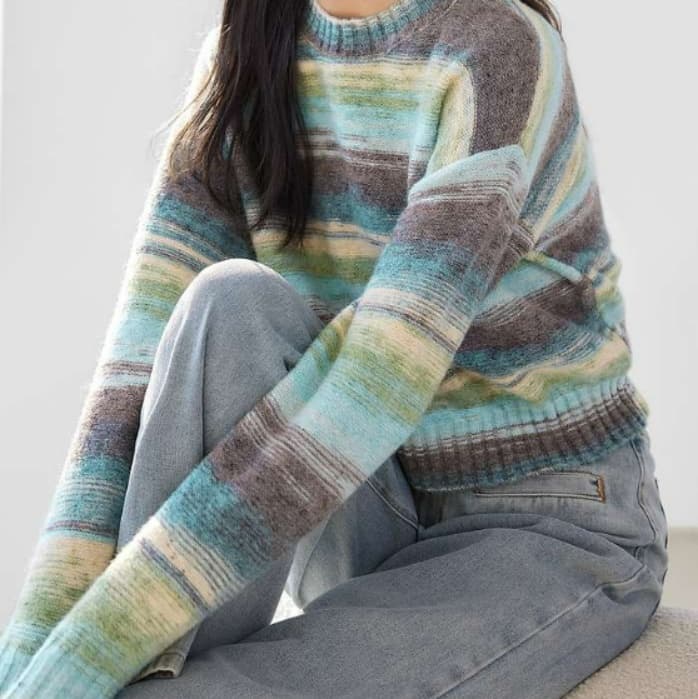 イエベ春/イエベ秋服 ふんわり優美なボーダーニット