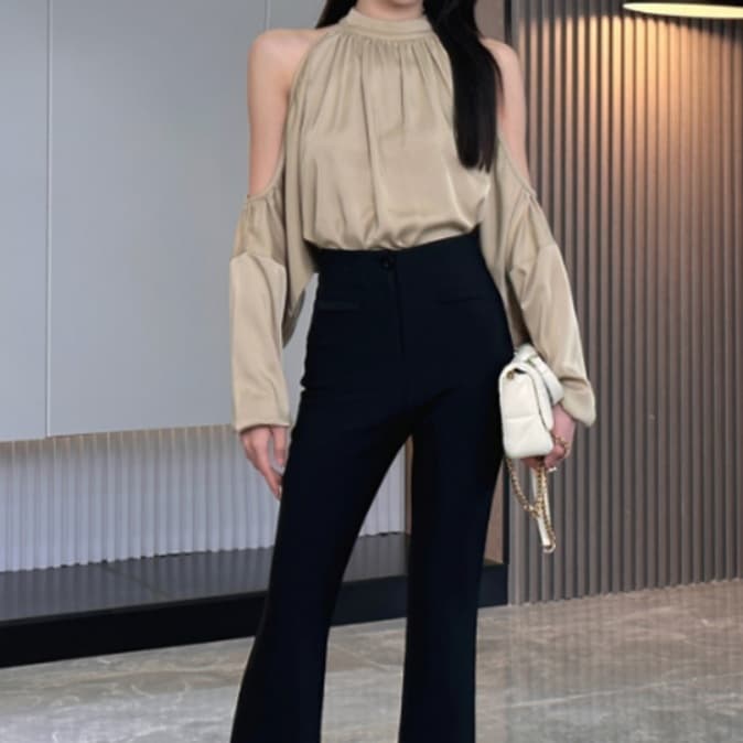 イエベ春/イエベ秋服 ぽわん袖オープンショルダーブラウス