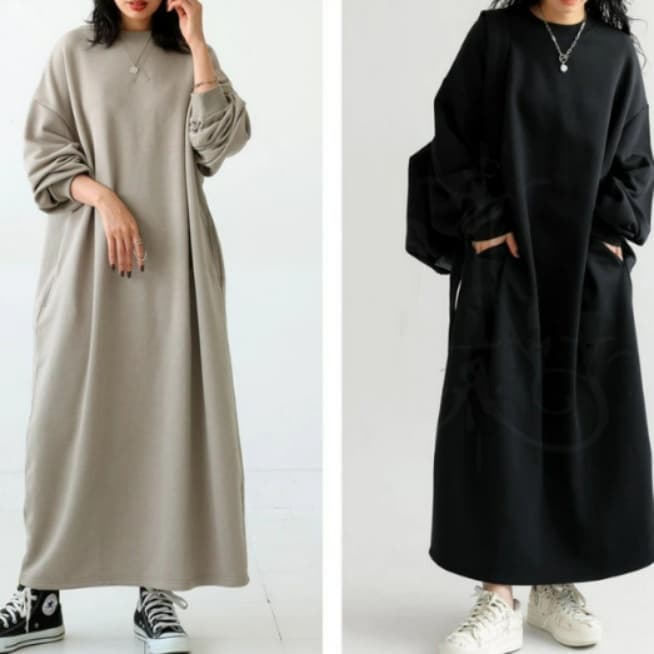 イエベ春/イエベ秋服 ゆったりサイズニットワンピース