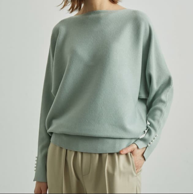イエベ春/イエベ秋服 パール袖ニットプルオーバー