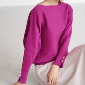 イエベ春/イエベ秋服 パール袖ニットプルオーバー
