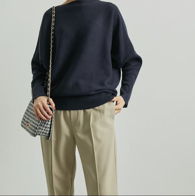 イエベ春/イエベ秋服 パール袖ニットプルオーバー