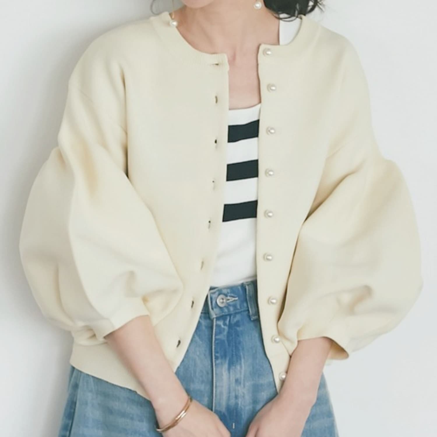 イエベ春/イエベ秋服 パフスリーブニット