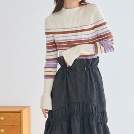 イエベ春/イエベ秋服 リブ編みタートルネック