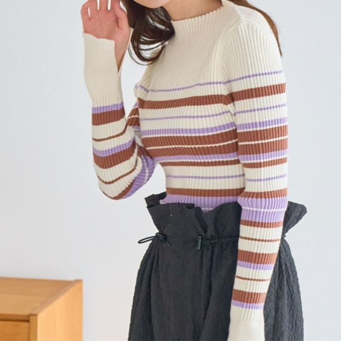 イエベ春/イエベ秋服 リブ編みタートルネック