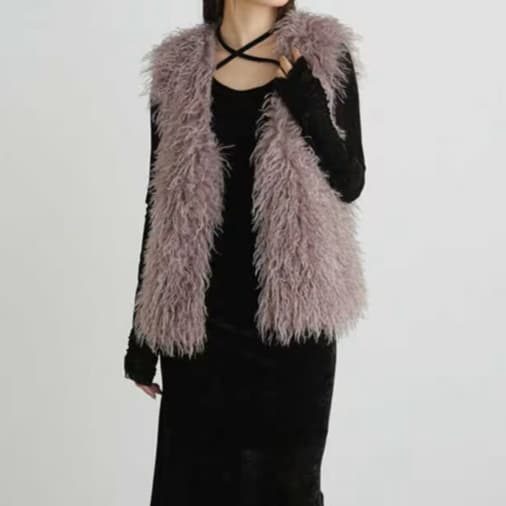 イエベ春/イエベ秋服 ふわふわ調ベストジャケット