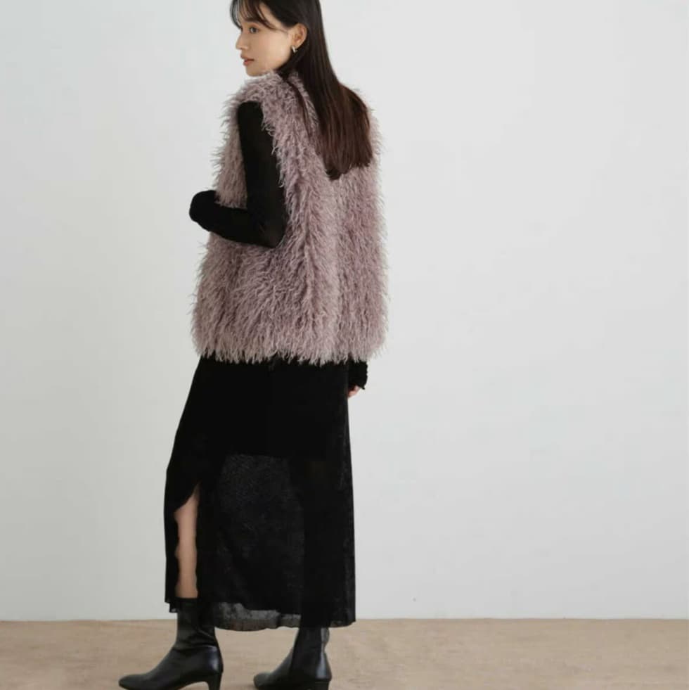 イエベ春/イエベ秋服 ふわふわ調ベストジャケット