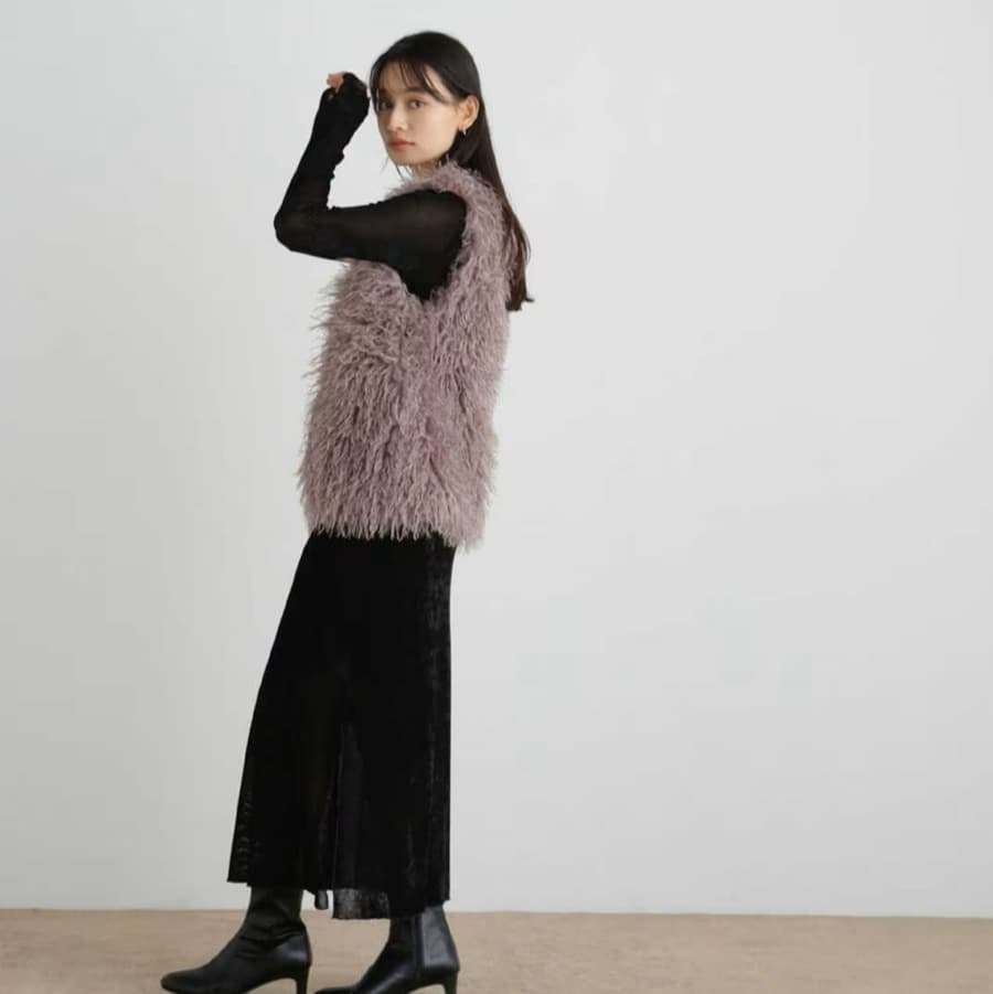 イエベ春/イエベ秋服 ふわふわ調ベストジャケット