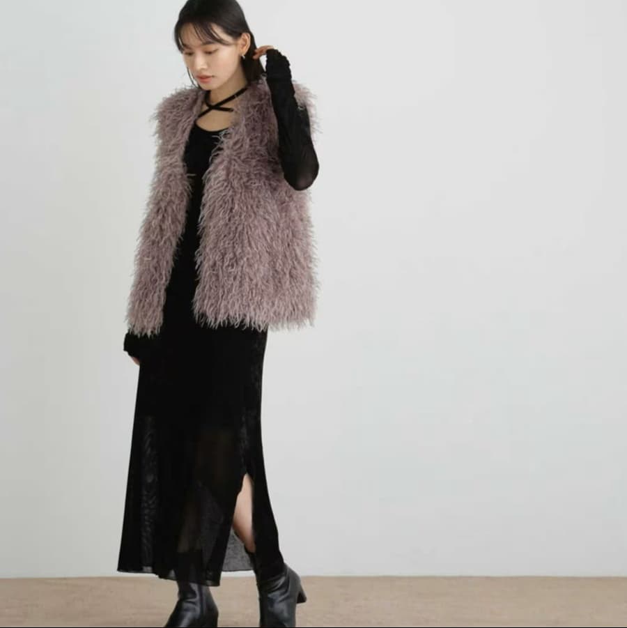 イエベ春/イエベ秋服 ふわふわ調ベストジャケット