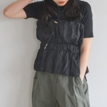 イエベ春/イエベ秋服 切替フリルキャミビスチェ